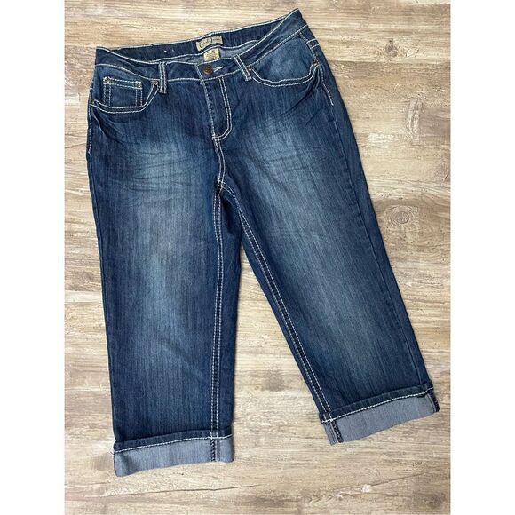 Earl Capri Jeans Stretch Cuffed Cropped Flap Pocket Women’s Size 10 - Picture 1 of 6